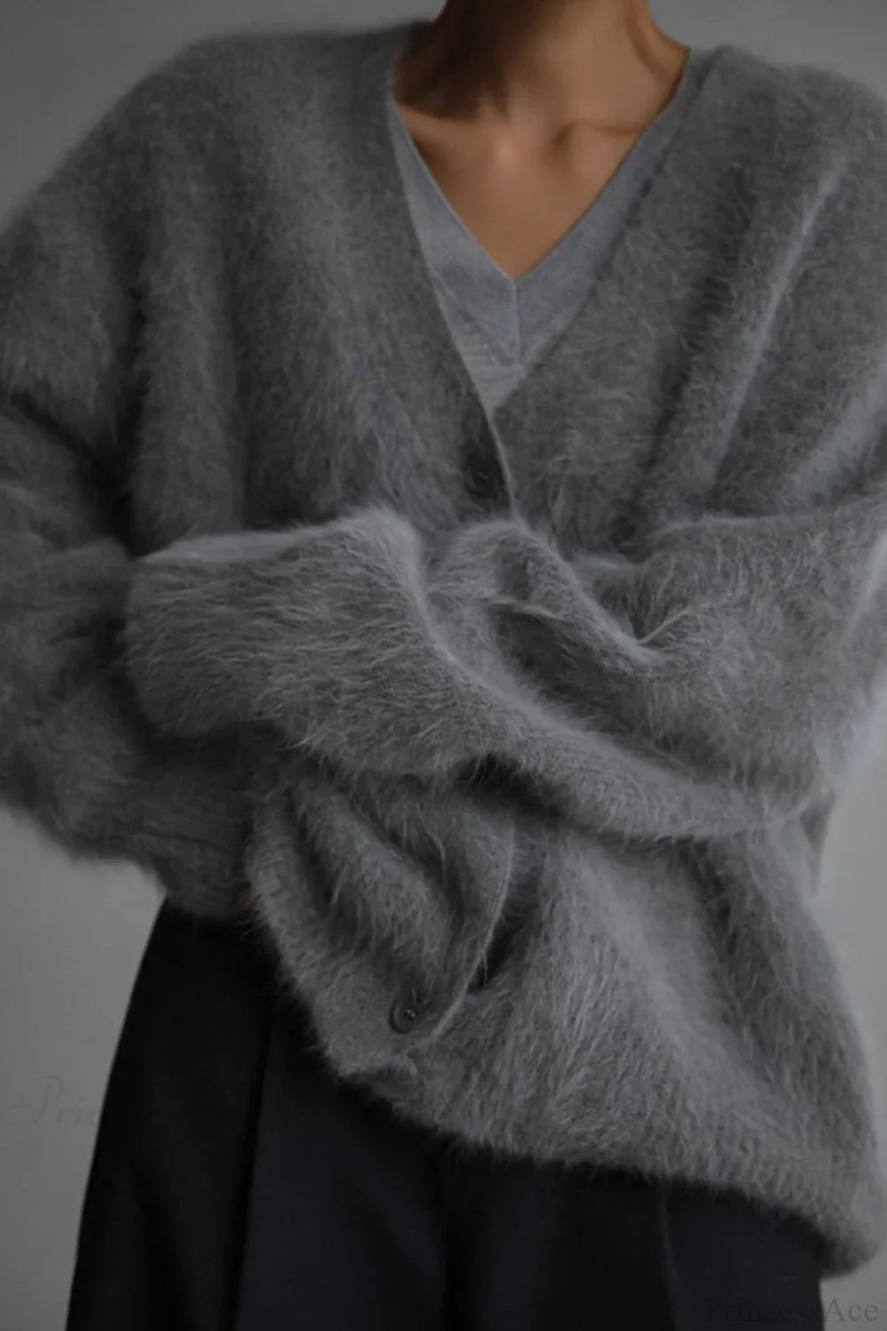 Mink V Neck Faux Fur Cardigan image 9