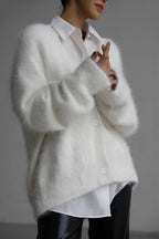 Mink V Neck Faux Fur Cardigan image 7