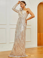 Missord Elegant Beautiful Women���s Dress One Shoulder Asymmetrical Sequin Party Dress image 3