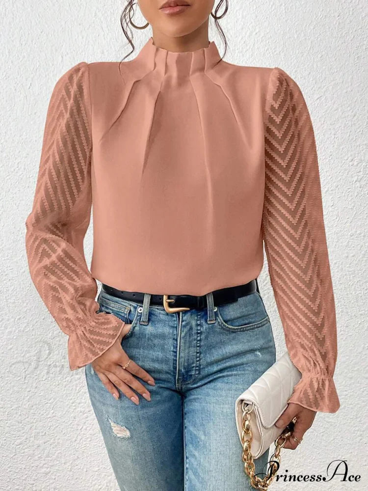 Mock Flounce Blouse Sheer with Arm Neck image 5