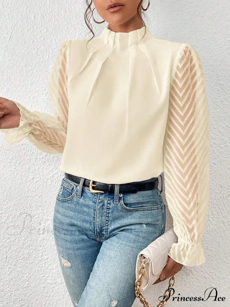 Mock Flounce Blouse Sheer with Arm Neck image 8