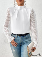 Mock Flounce Blouse Sheer with Arm Neck image 13