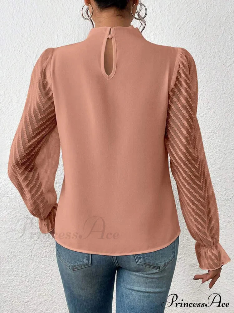 Mock Flounce Blouse Sheer with Arm Neck image 12