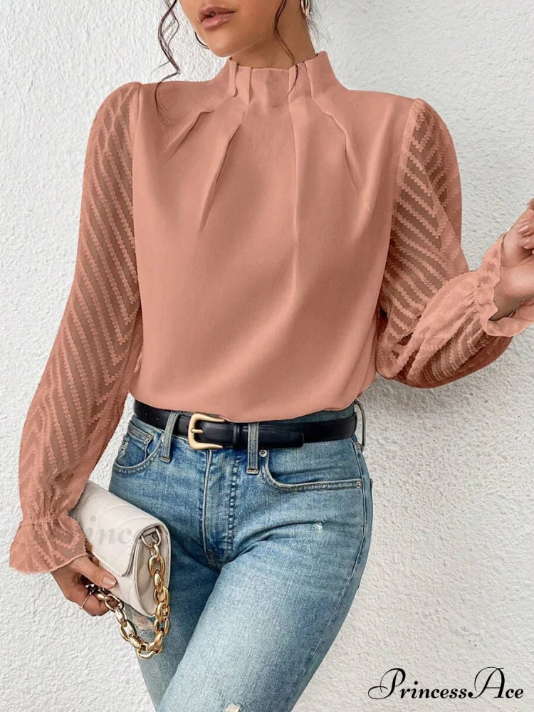 Mock Flounce Blouse Sheer with Arm Neck image 11