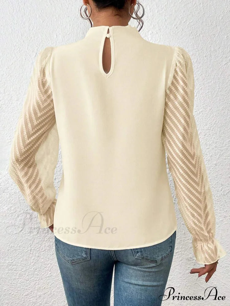 Mock Flounce Blouse Sheer with Arm Neck image 10