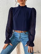 Mock Flounce Blouse Sheer with Arm Neck image 4