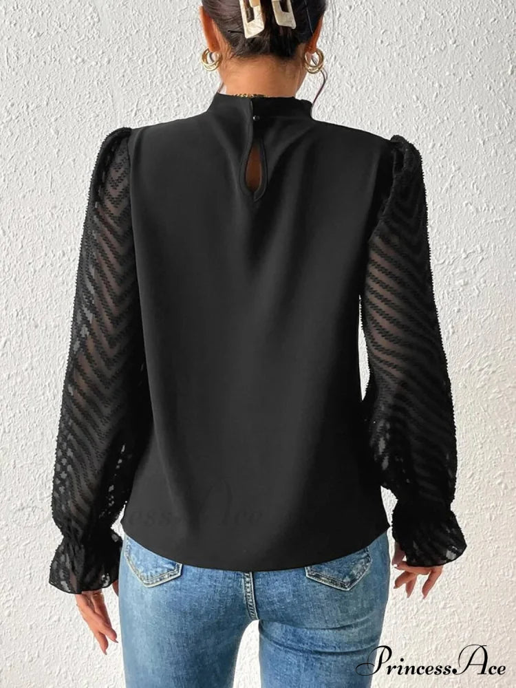 Mock Flounce Blouse Sheer with Arm Neck image 7