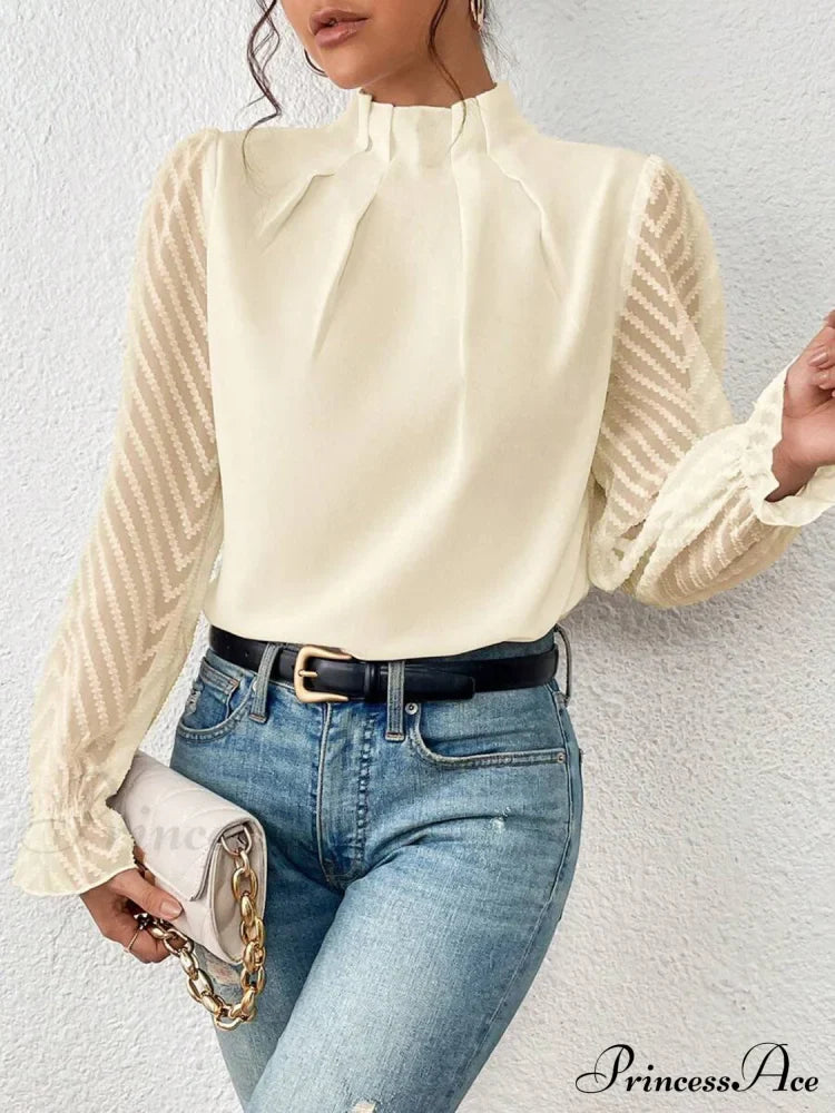 Mock Flounce Blouse Sheer with Arm Neck image 9
