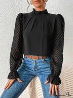 Mock Flounce Blouse Sheer with Arm Neck image 6