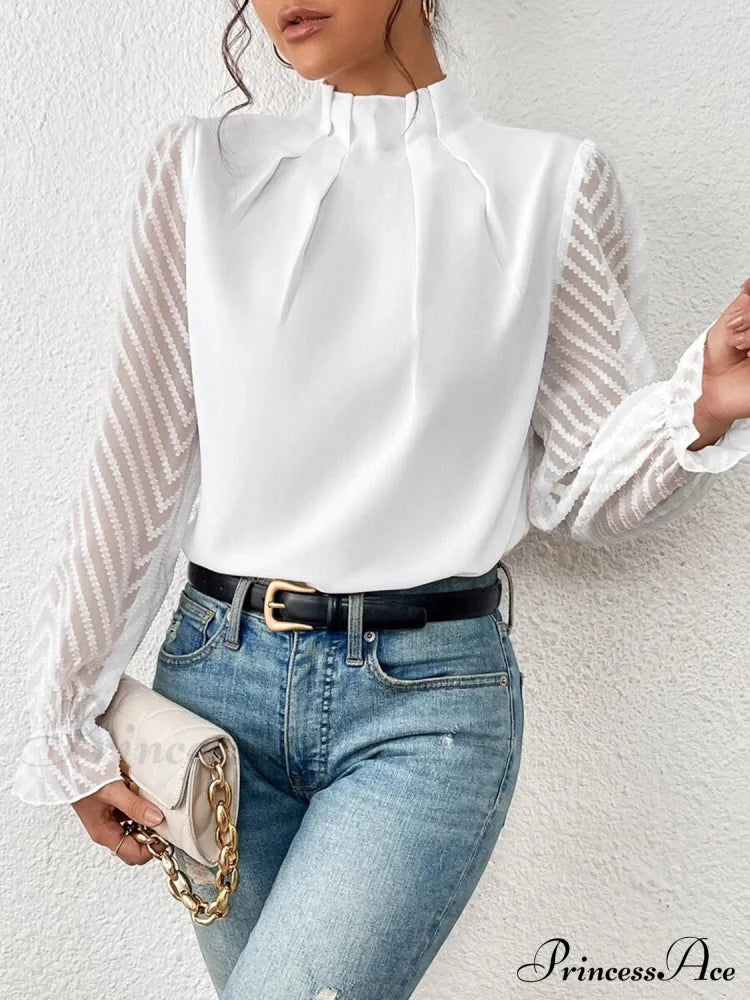 Mock Flounce Blouse Sheer with Arm Neck image 14