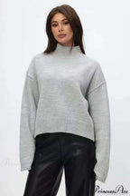 Mock Neck Bell-Sleeve Loose Short Sweater image 1