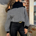 Mock Neck Hollow Out Black Sweater image 2