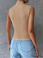 Mock Neck Ribbed Knit Tank Top image 2