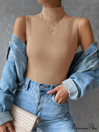 Mock Neck Ribbed Knit Tank Top image 5