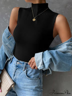 Mock Neck Ribbed Knit Tank Top image 8