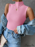 Mock Neck Ribbed Knit Tank Top image 9