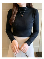 Mockneck Solid Cashmere Pullover Elegant Knit Top image 7