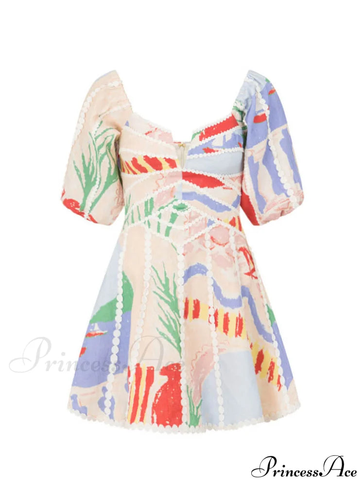 Modern Sophisticated Art Graffiti Graceful Floral Print Mini Dress image 3