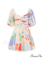 Modern Sophisticated Art Graffiti Graceful Floral Print Mini Dress image 3