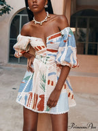 Modern Sophisticated Art Graffiti Graceful Floral Print Mini Dress image 2