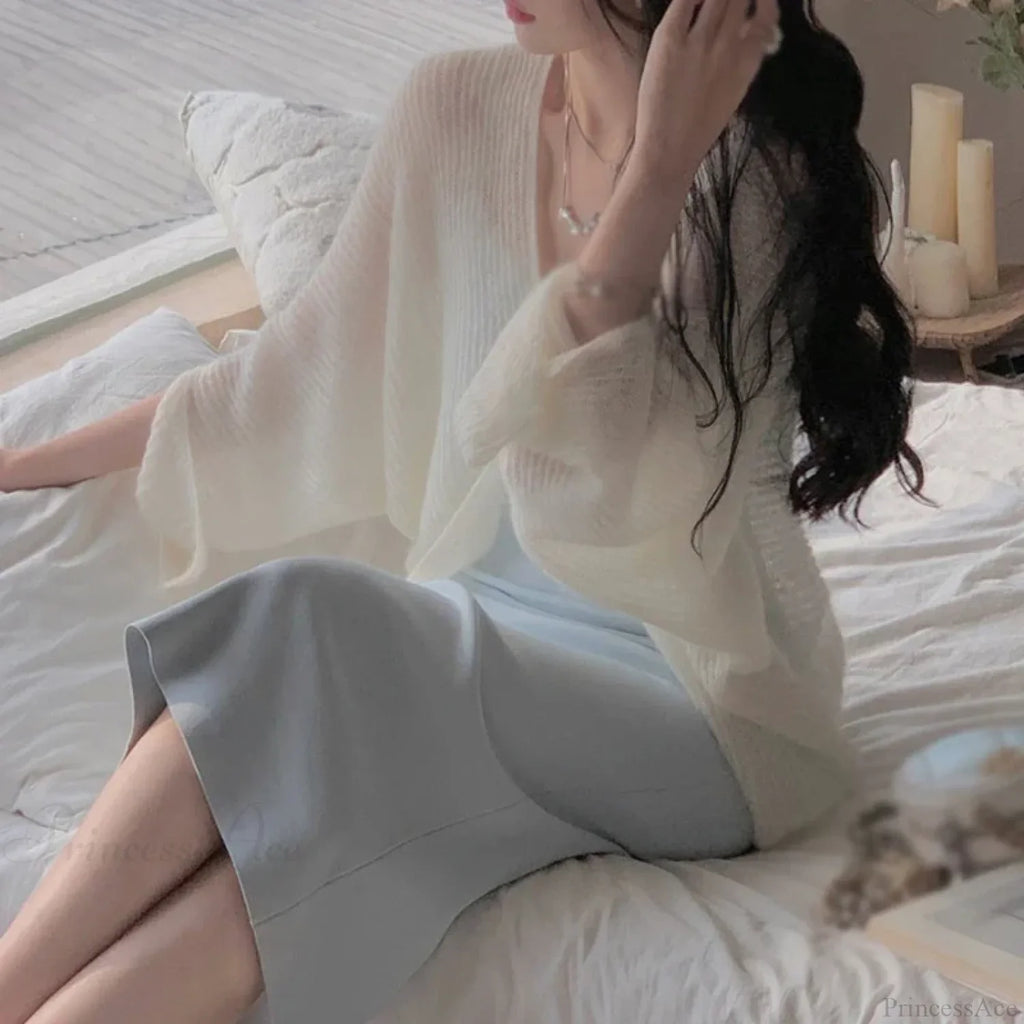Mohair Knitted Sun Protection Loose Knit Cardigan image 4
