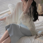 Mohair Knitted Sun Protection Loose Knit Cardigan image 4