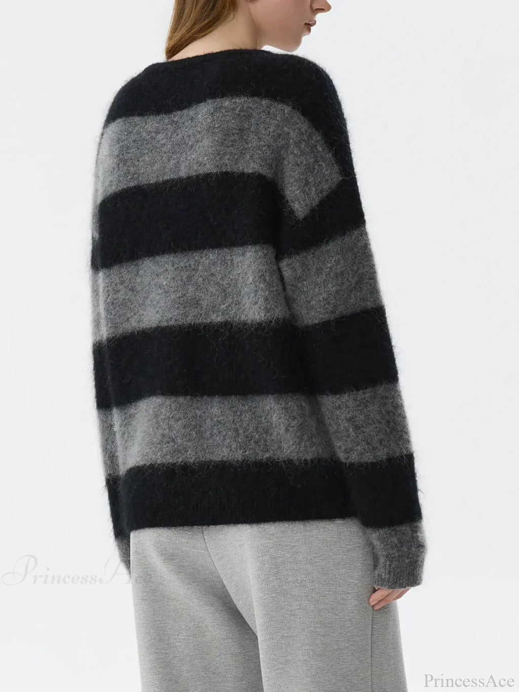 Mohair Retro Striped Loose Sweater image 3