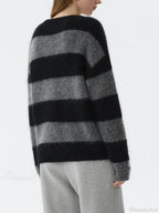 Mohair Retro Striped Loose Sweater image 3