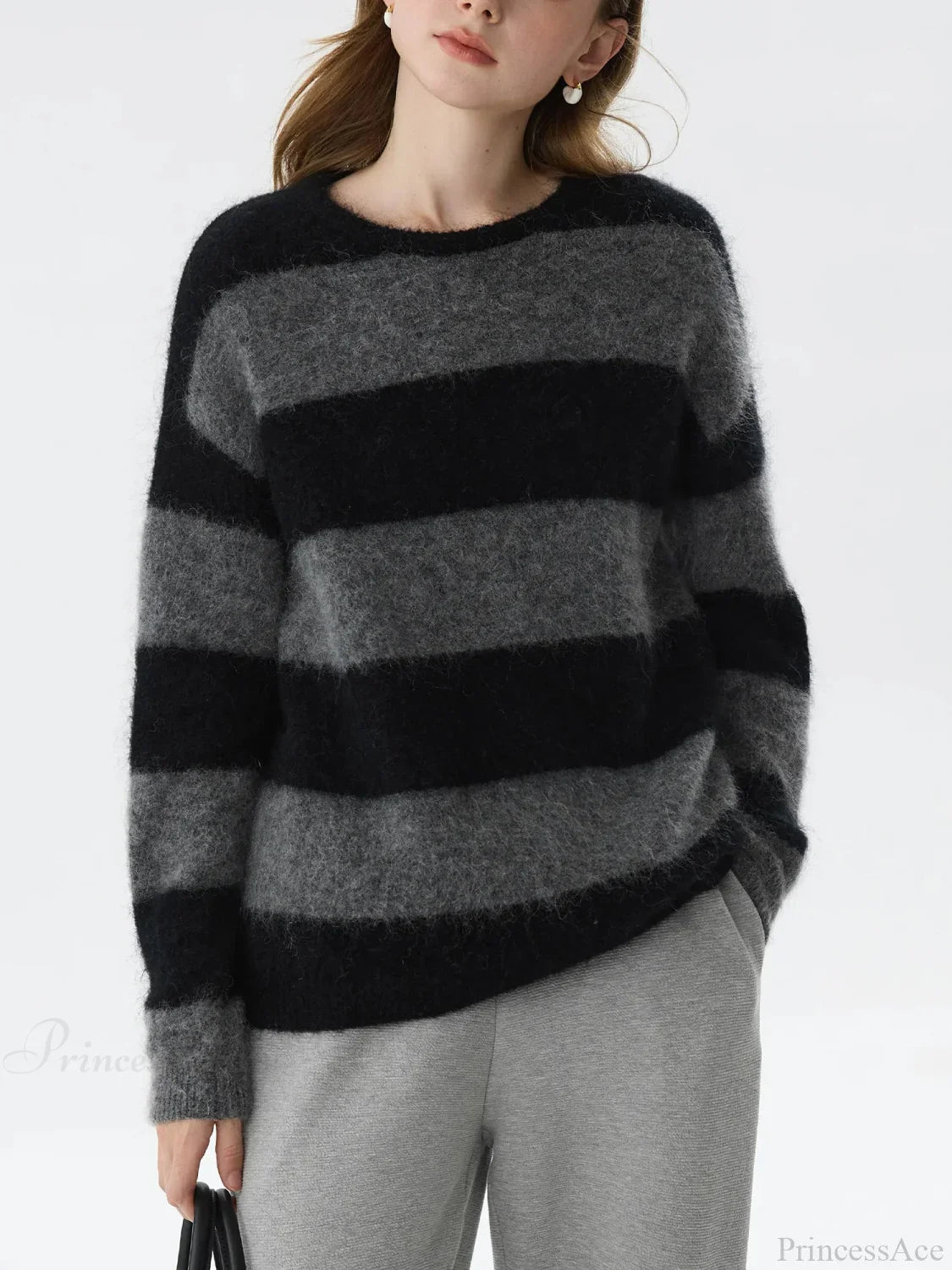 Mohair Retro Striped Loose Sweater image 2