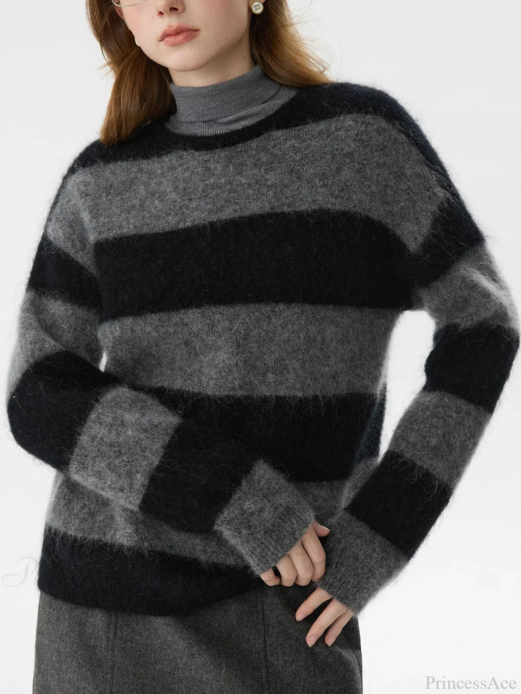 Mohair Retro Striped Loose Sweater image 4