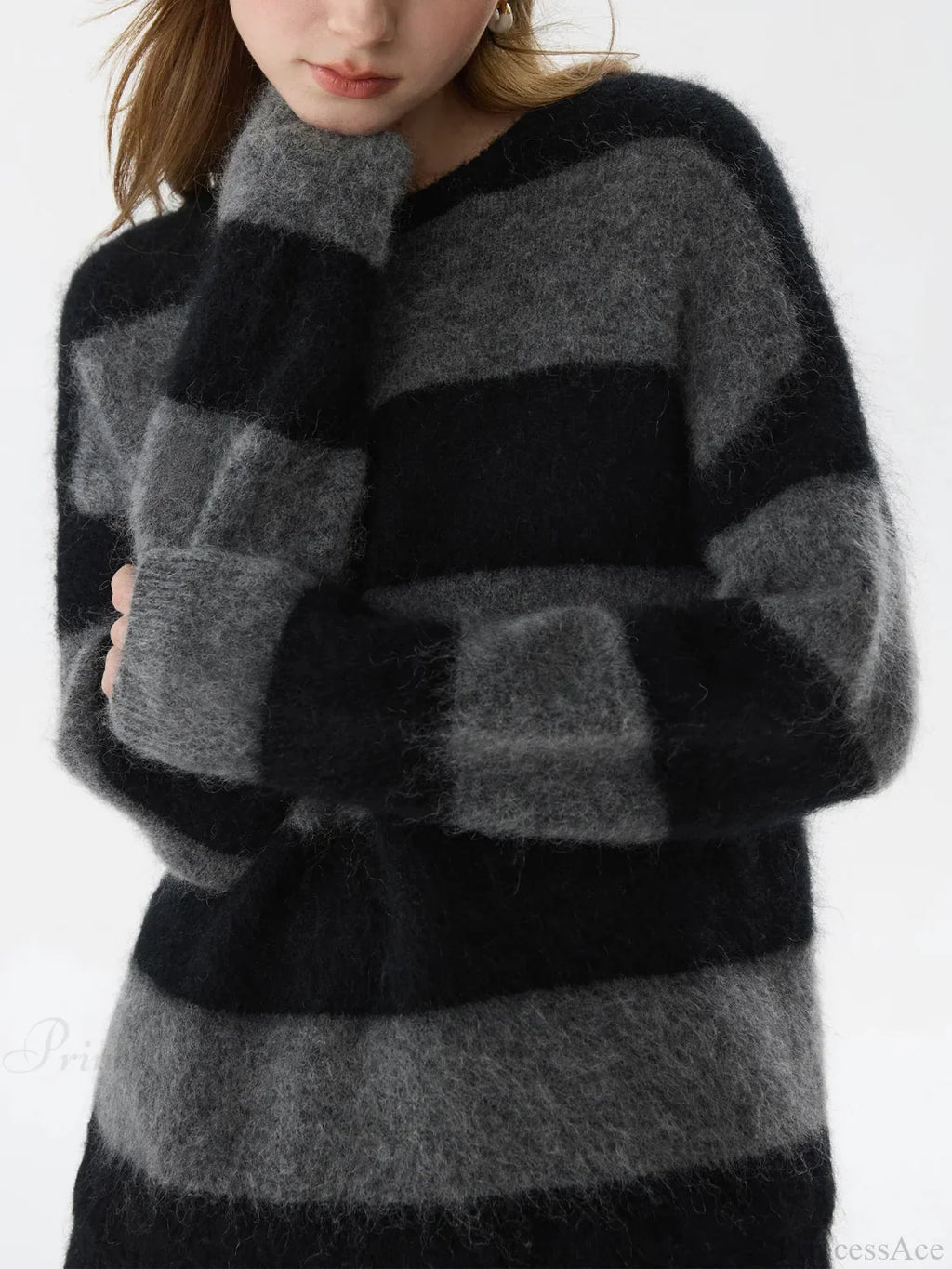 Mohair Retro Striped Loose Sweater image 1