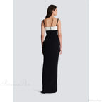 Monochrome Slit Satin Party Prom Dress image 4
