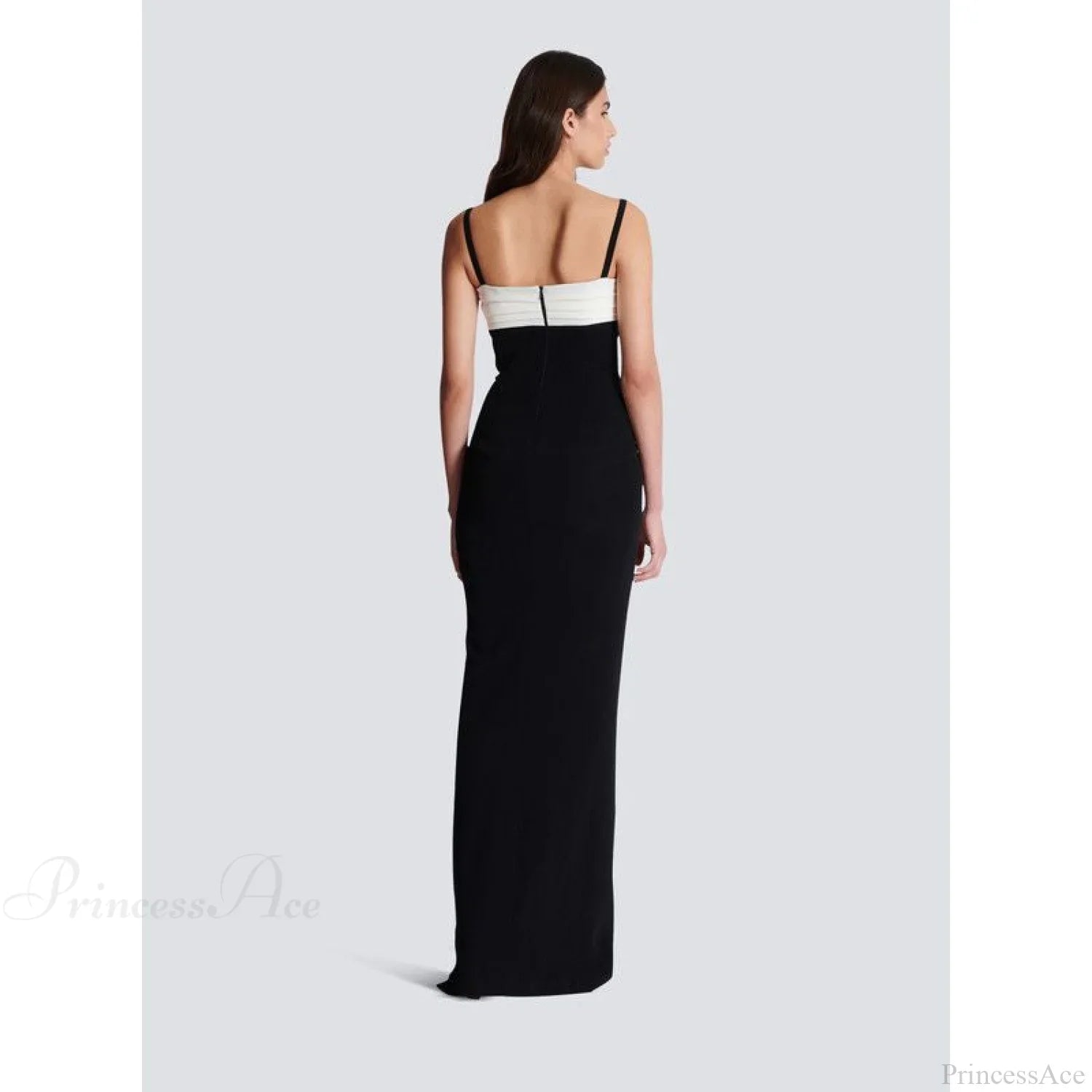 Monochrome Slit Satin Party Prom Dress image 4