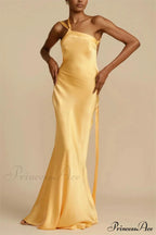 Moonlit Satin Asymmetrical Backless Maxi Dress image 9