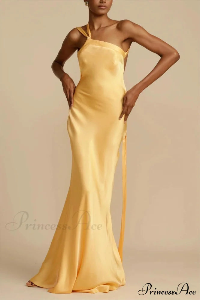 Moonlit Satin Asymmetrical Backless Maxi Dress image 9