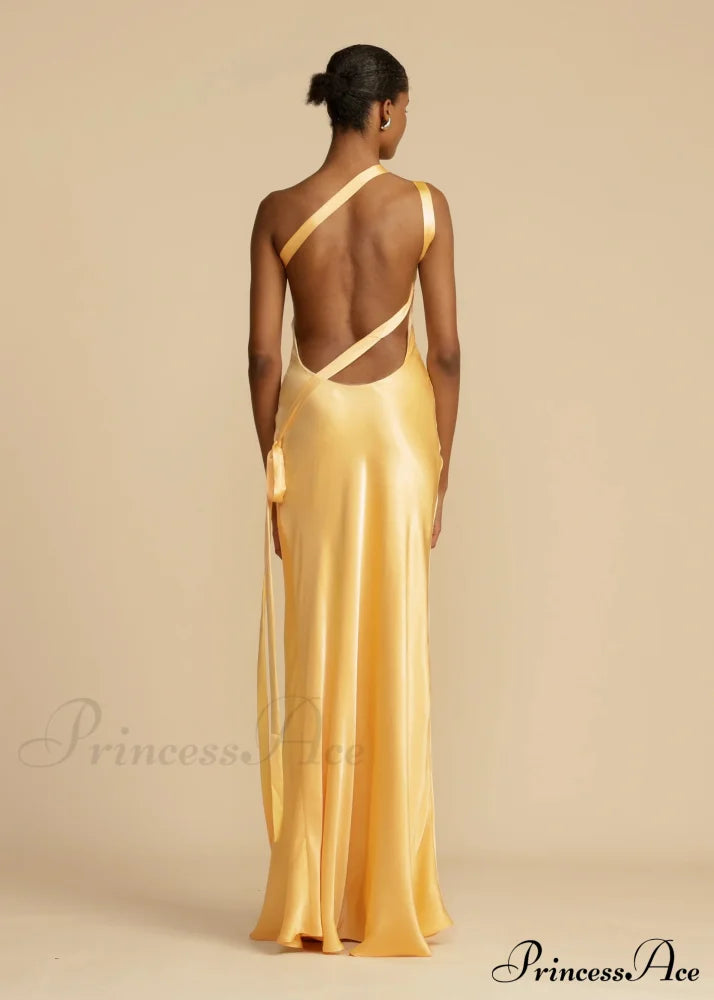 Moonlit Satin Asymmetrical Backless Maxi Dress image 6