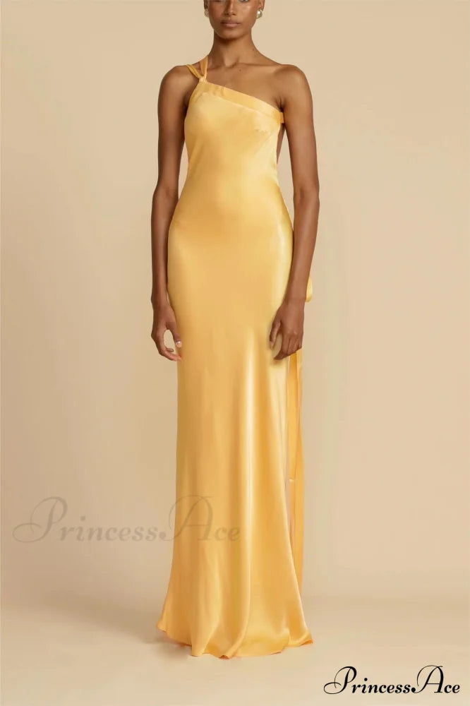 Moonlit Satin Asymmetrical Backless Maxi Dress image 5