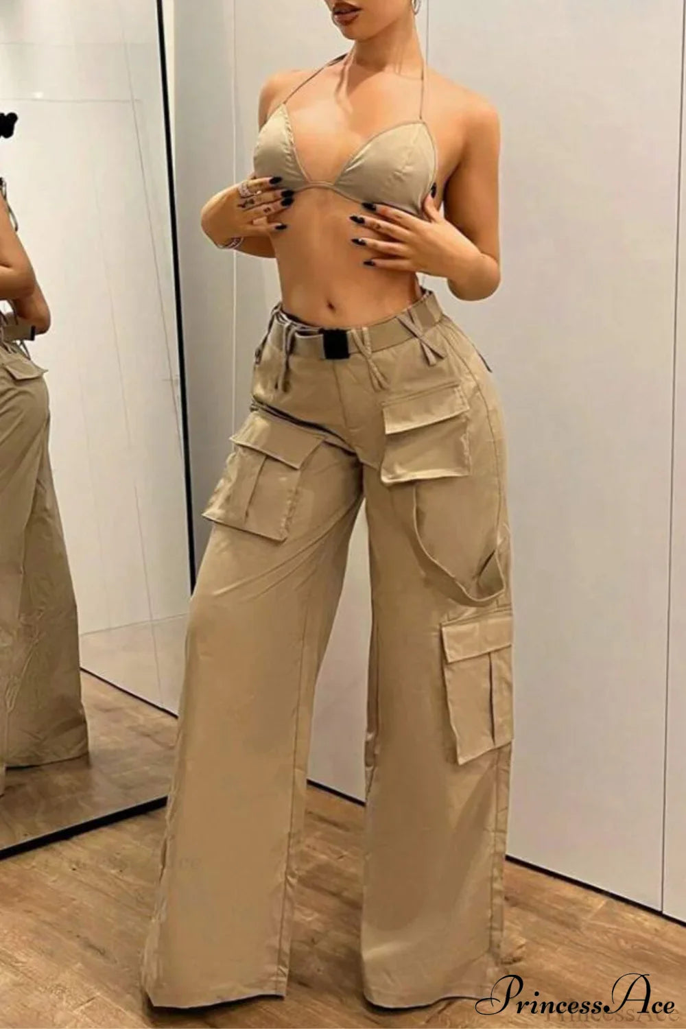 Multi-Pocket Mid-Rise Straight-Leg Cargo Pants image 2
