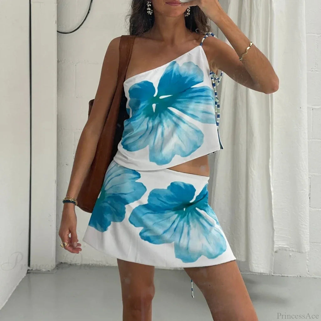 Multi-wear style Floral Print Mini Skirt Crop Tops Women Slim Low Waist Side Split Tie-Up Bodycon Skirt Y2K Vintage Streetwear image 6