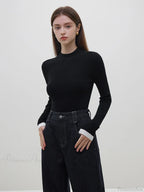 Multiple Colors Half Turtleneck Slim Knitted Sweater image 3