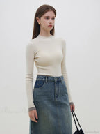 Multiple Colors Half Turtleneck Slim Knitted Sweater image 8
