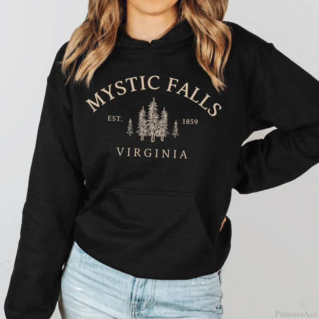 Mystic Falls Virginia Salvatores Vampire Fan Unisex Long Sleeve Hoodie image 2