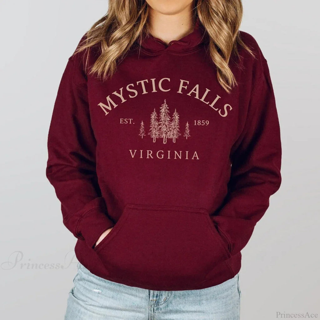 Mystic Falls Virginia Salvatores Vampire Fan Unisex Long Sleeve Hoodie image 4