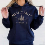 Mystic Falls Virginia Salvatores Vampire Fan Unisex Long Sleeve Hoodie image 1