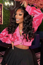 Neck Crop Jacquard V Sweater image 3
