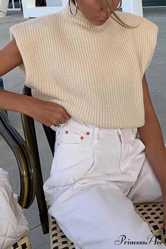 Neck Mock Sleeveless Sweater image 6