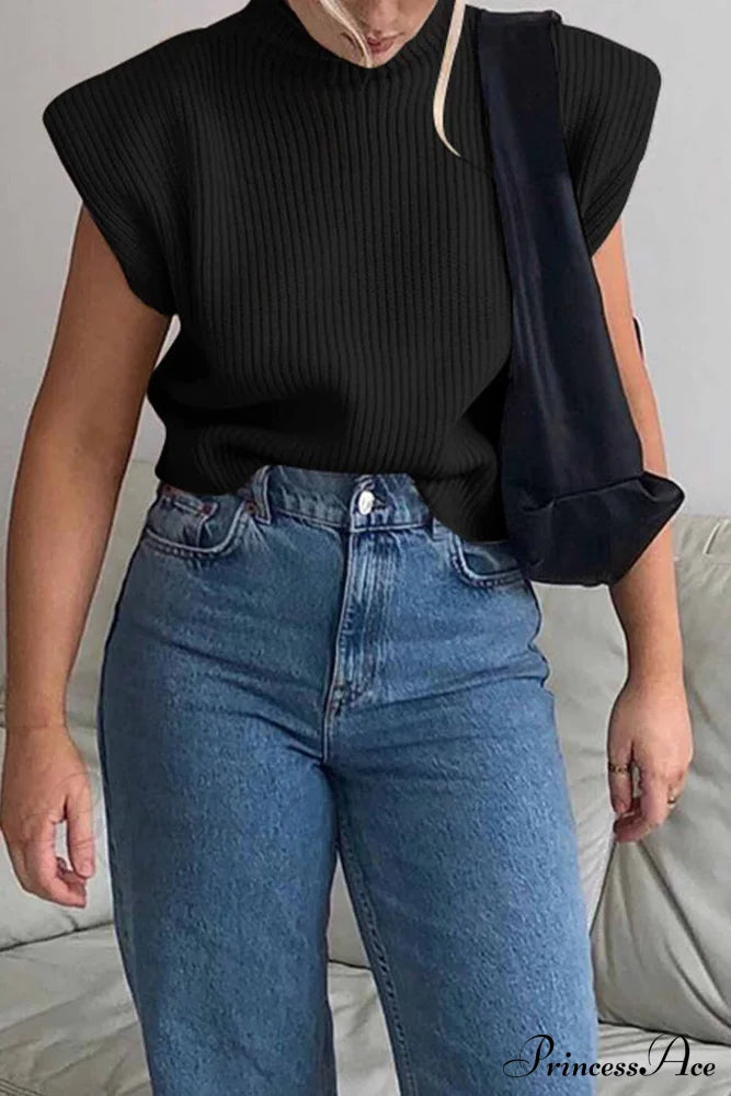 Neck Mock Sleeveless Sweater image 5