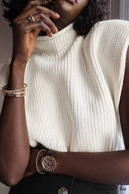 Neck Mock Sleeveless Sweater image 3