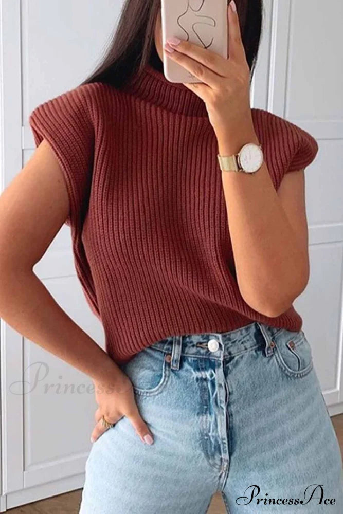 Neck Mock Sleeveless Sweater image 9