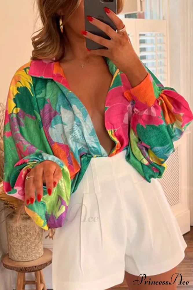 Neckline Blouses 4 in Patchwork Colors image 1